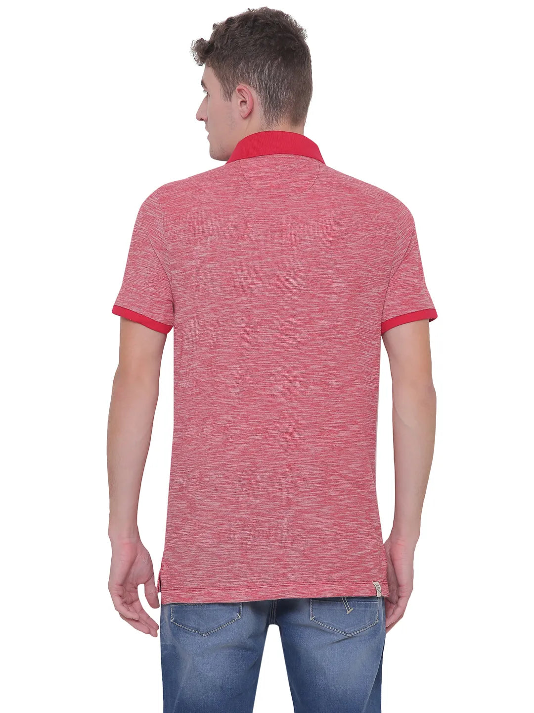 Being Human Clothing Men Regular Fit Polo Neck T-Shirts-Red_Ecru