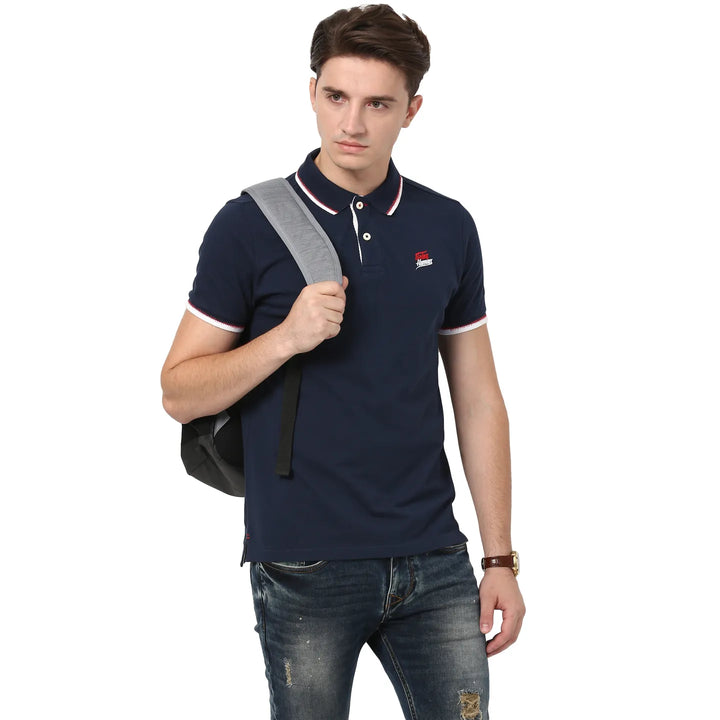 Blue Regular Fit Men's Polo T-Shirt