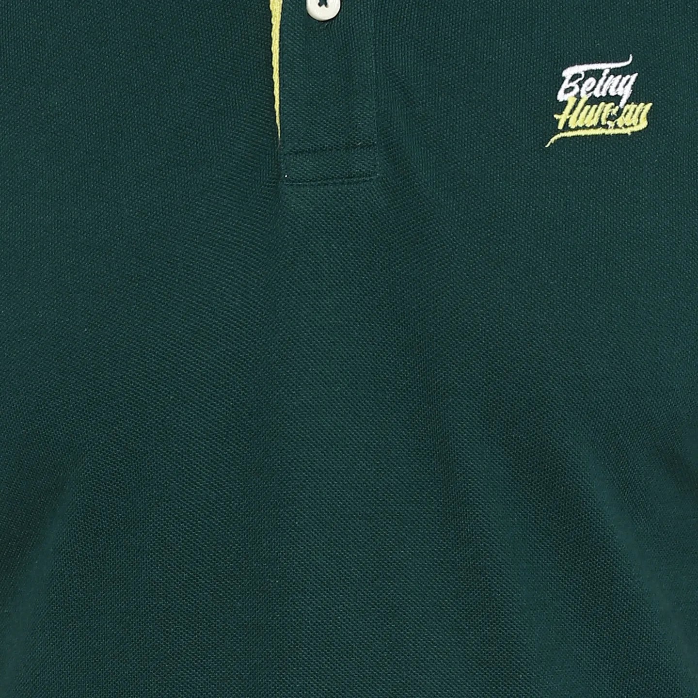 Being Human Clothing Men Regular Fit Polo Neck T-Shirts-Tropic Green