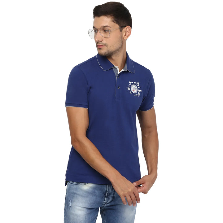 Dark Royal Regular Fit Men's Polo T-Shirt by Being Human Clothing