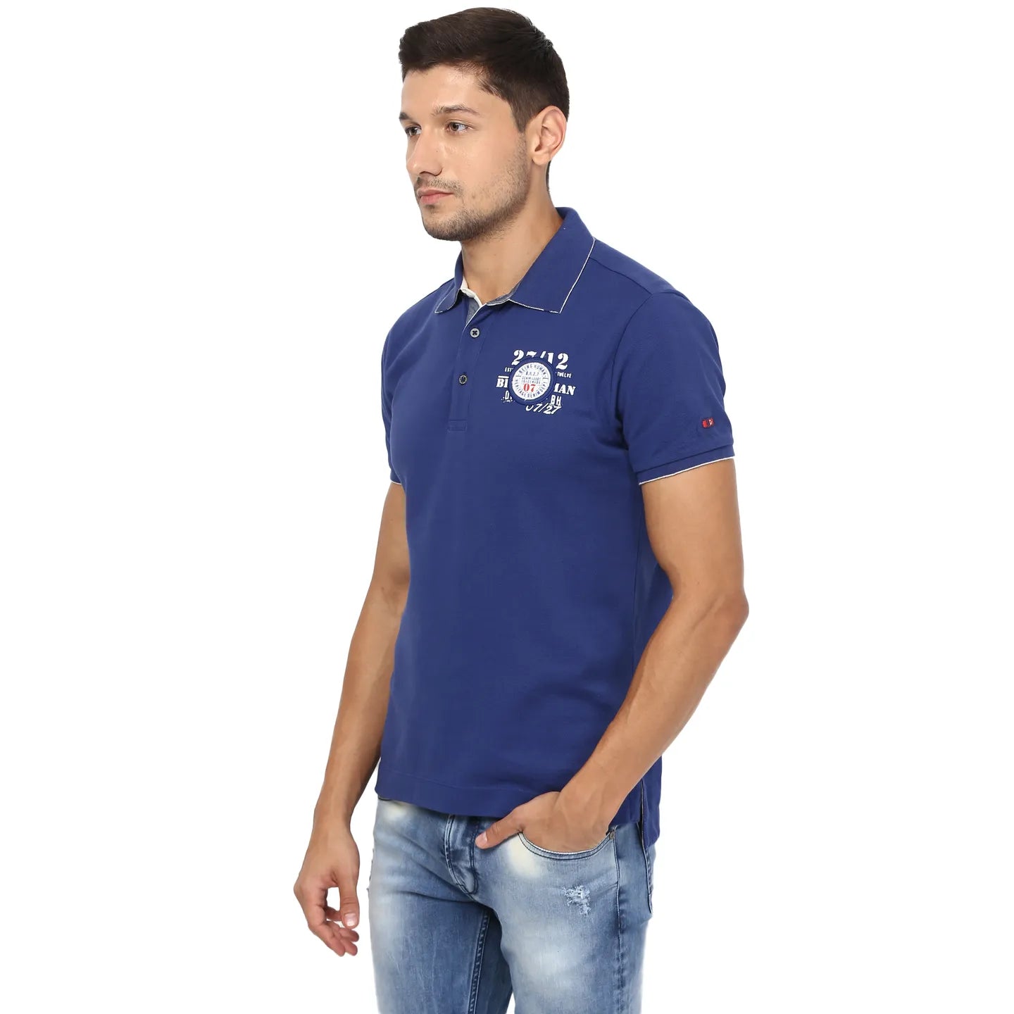 Being Human Clothing Men Regular Fit Polo Neck T-Shirts-Dk.Royal