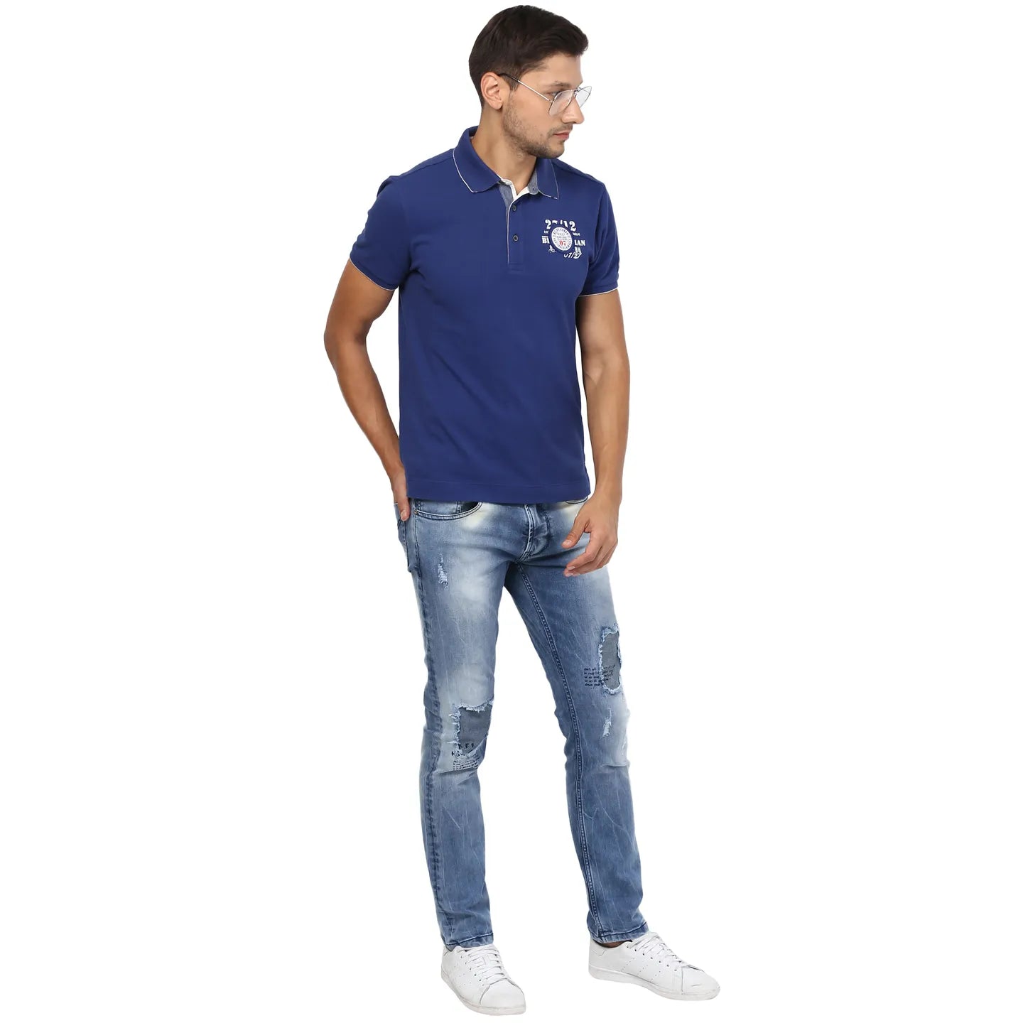Being Human Clothing Men Regular Fit Polo Neck T-Shirts-Dk.Royal