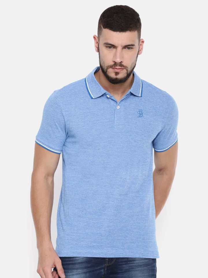 Blue Regular Fit Men's Polo T-Shirt