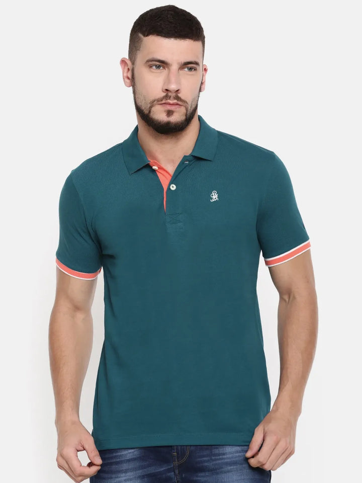 Blue Regular Fit Men's Polo T-Shirt