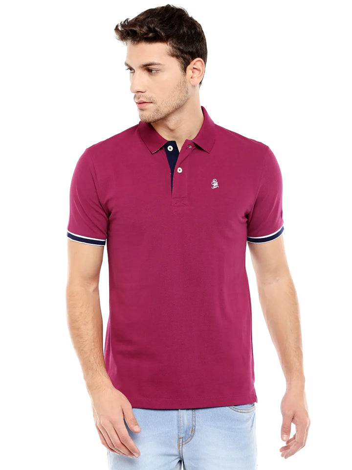 Pink Regular Fit Men's Polo T-Shirt