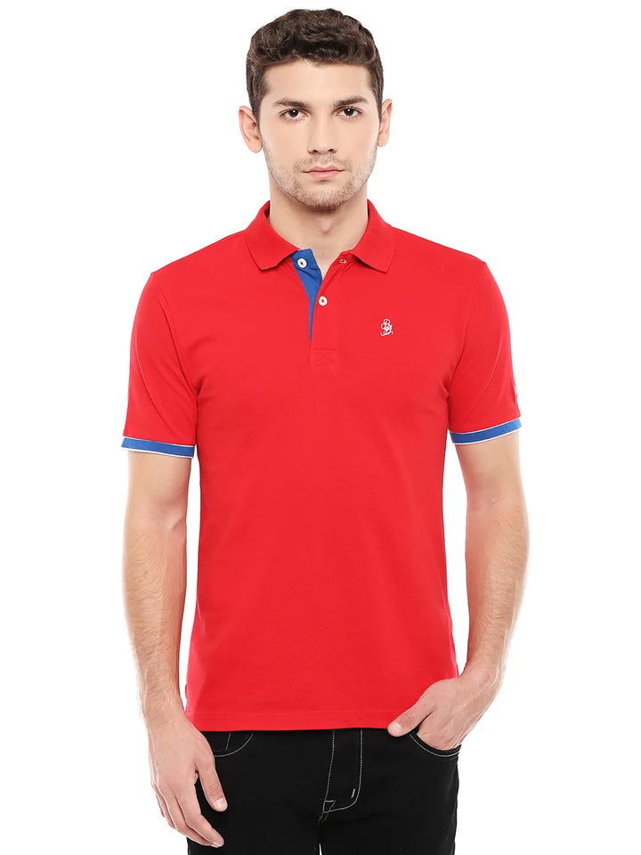 Red Regular Fit Men's Polo T-Shirt