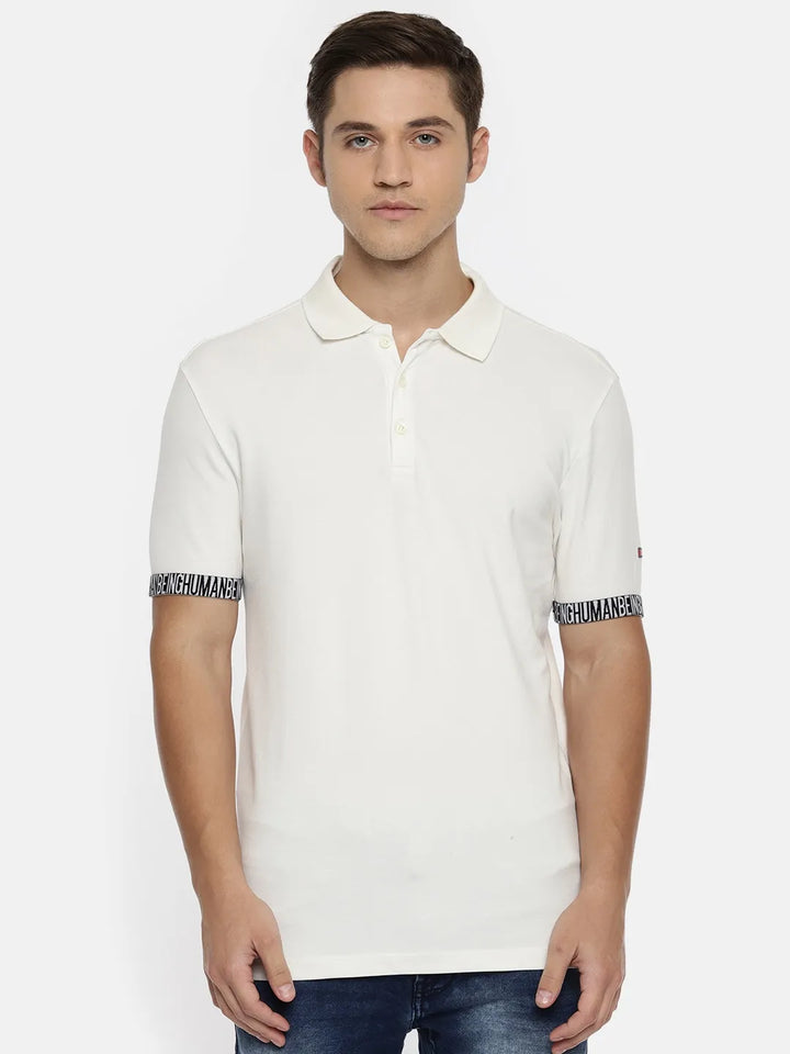 White Regular Fit Men's Polo T-Shirt