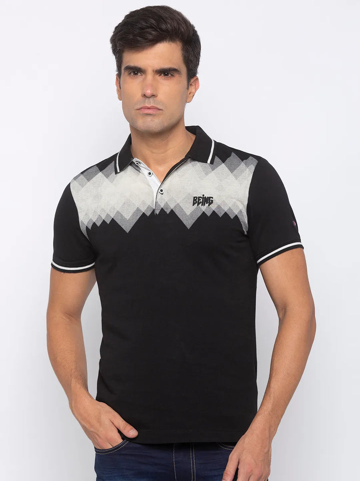 Black Regular Fit Men's Polo T-Shirt