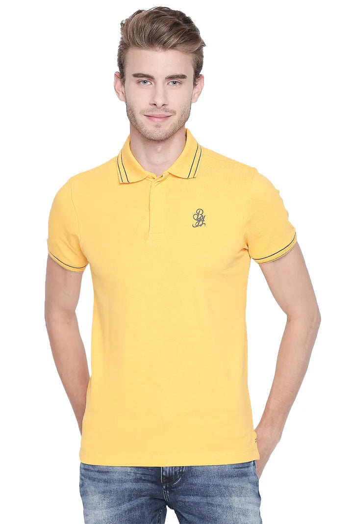 Yellow Regular Fit Men's Polo T-Shirt