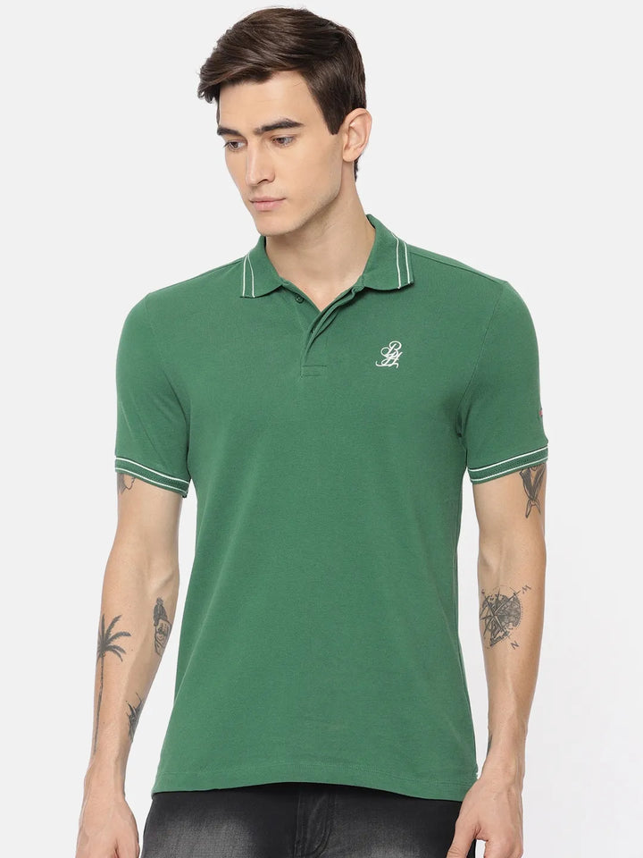 Deep Green Regular Fit Men's Polo T-Shirt by Being Human Clothing