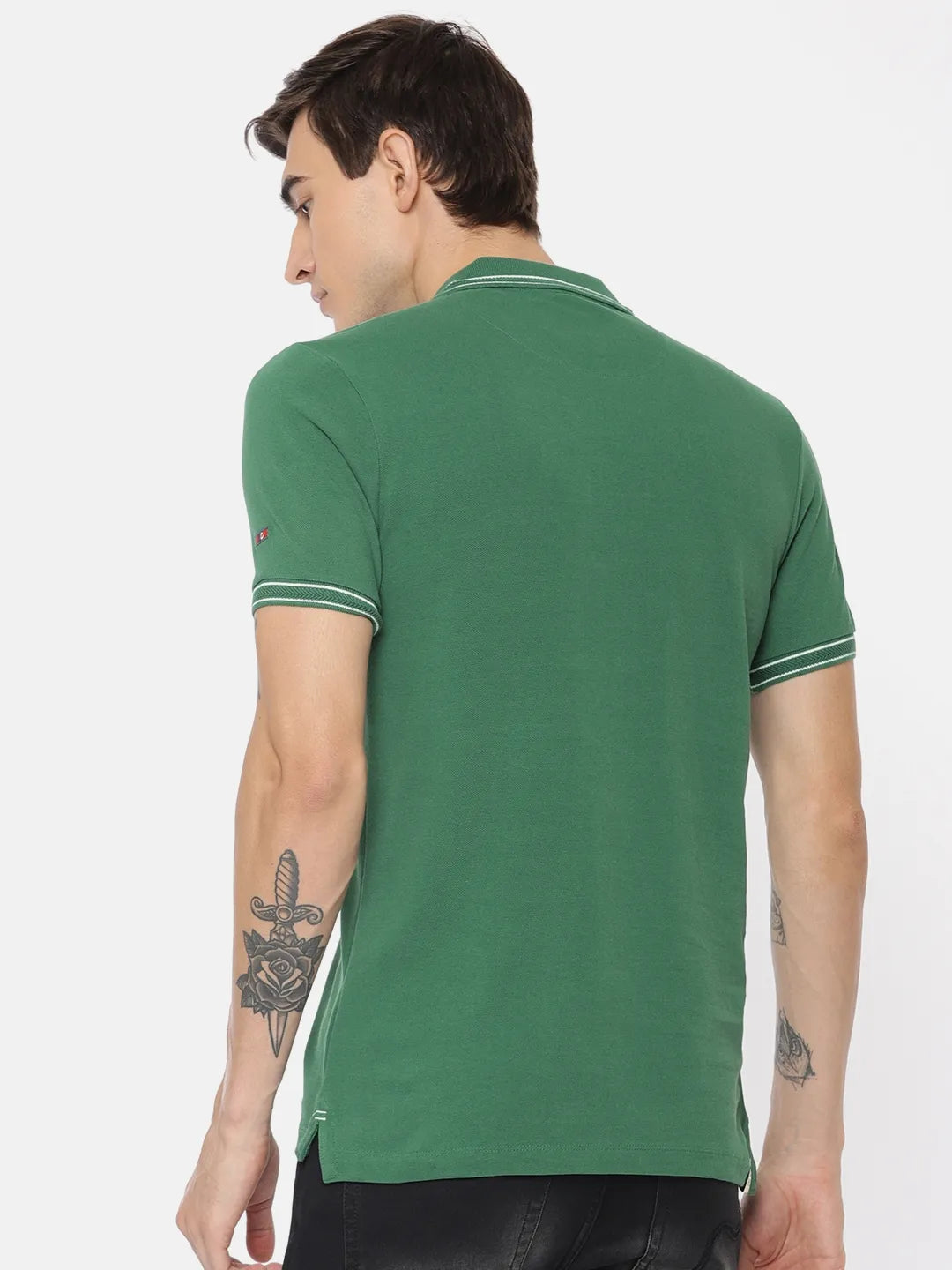 Being Human Clothing Men Regular Fit Polo Neck T-Shirts-Deep Green