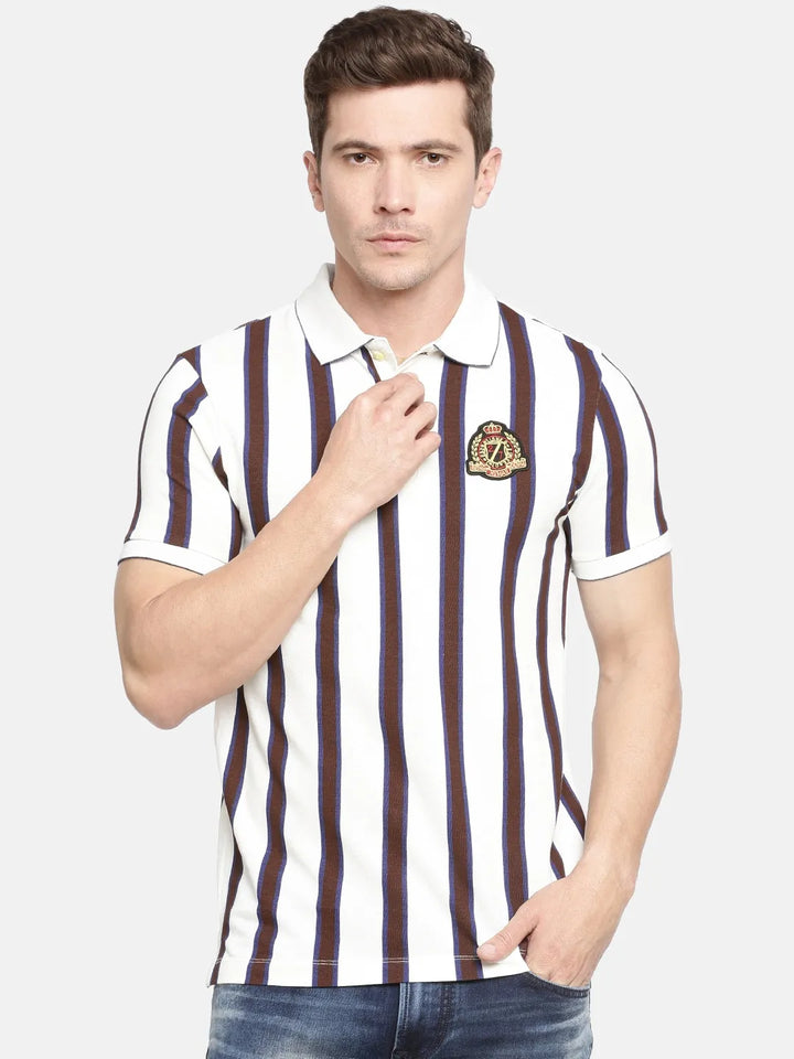 Beige Regular Fit Men's Polo T-Shirt
