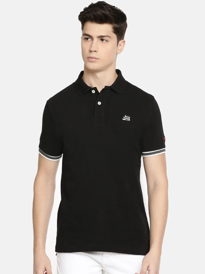 Black Regular Fit Men's Polo T-Shirt