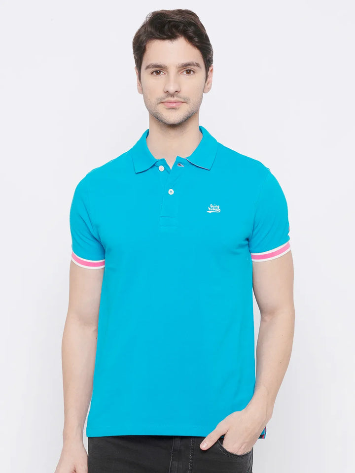 Blue Regular Fit Men's Polo T-Shirt