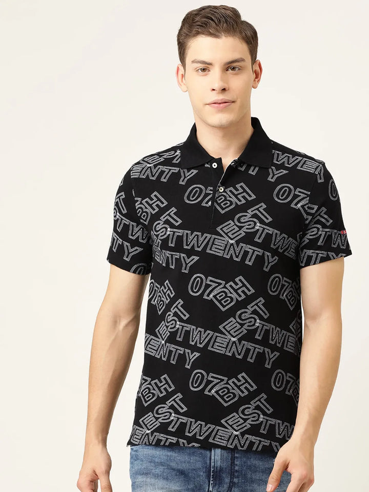 Black Regular Fit Men's Polo T-Shirt