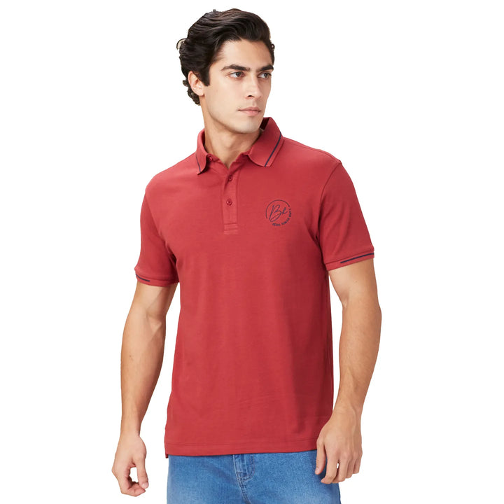 Maroon Regular Fit Men's Polo T-Shirt