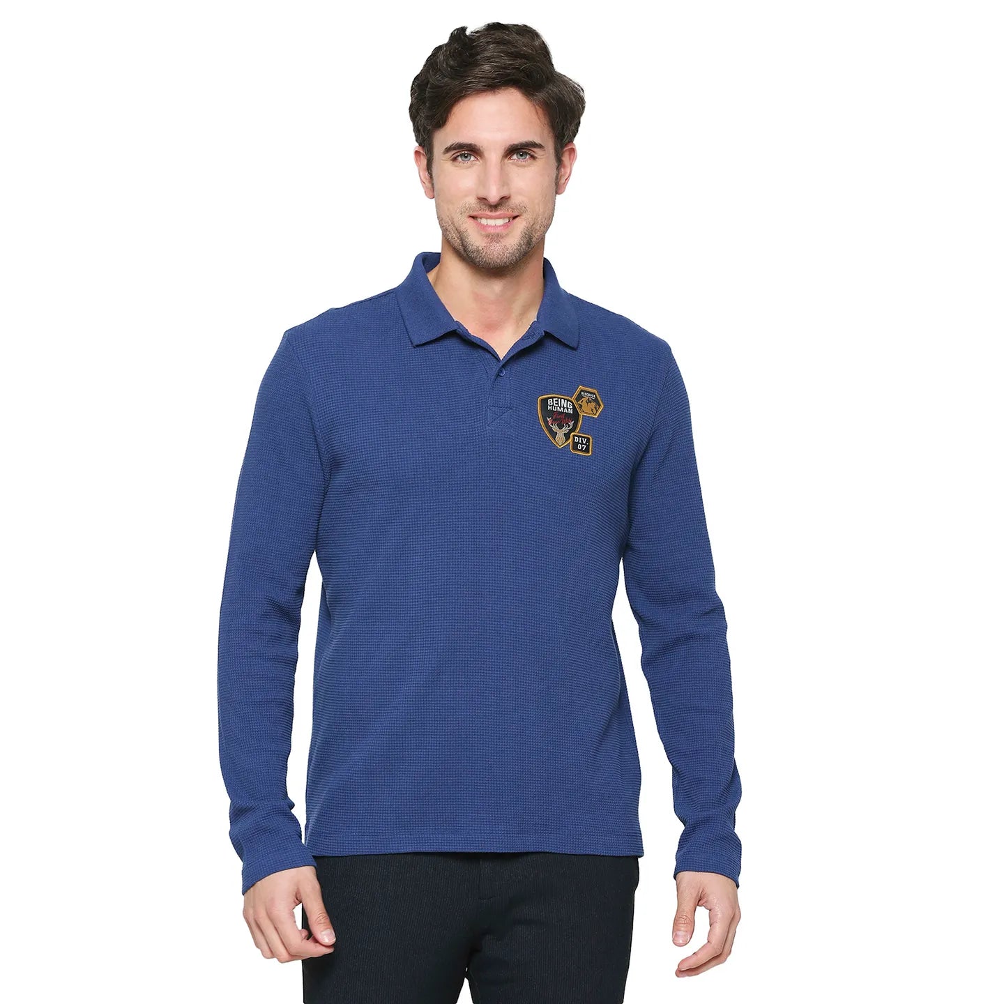 Being Human Clothing Men Regular Fit Polo Neck T-Shirts-Navy