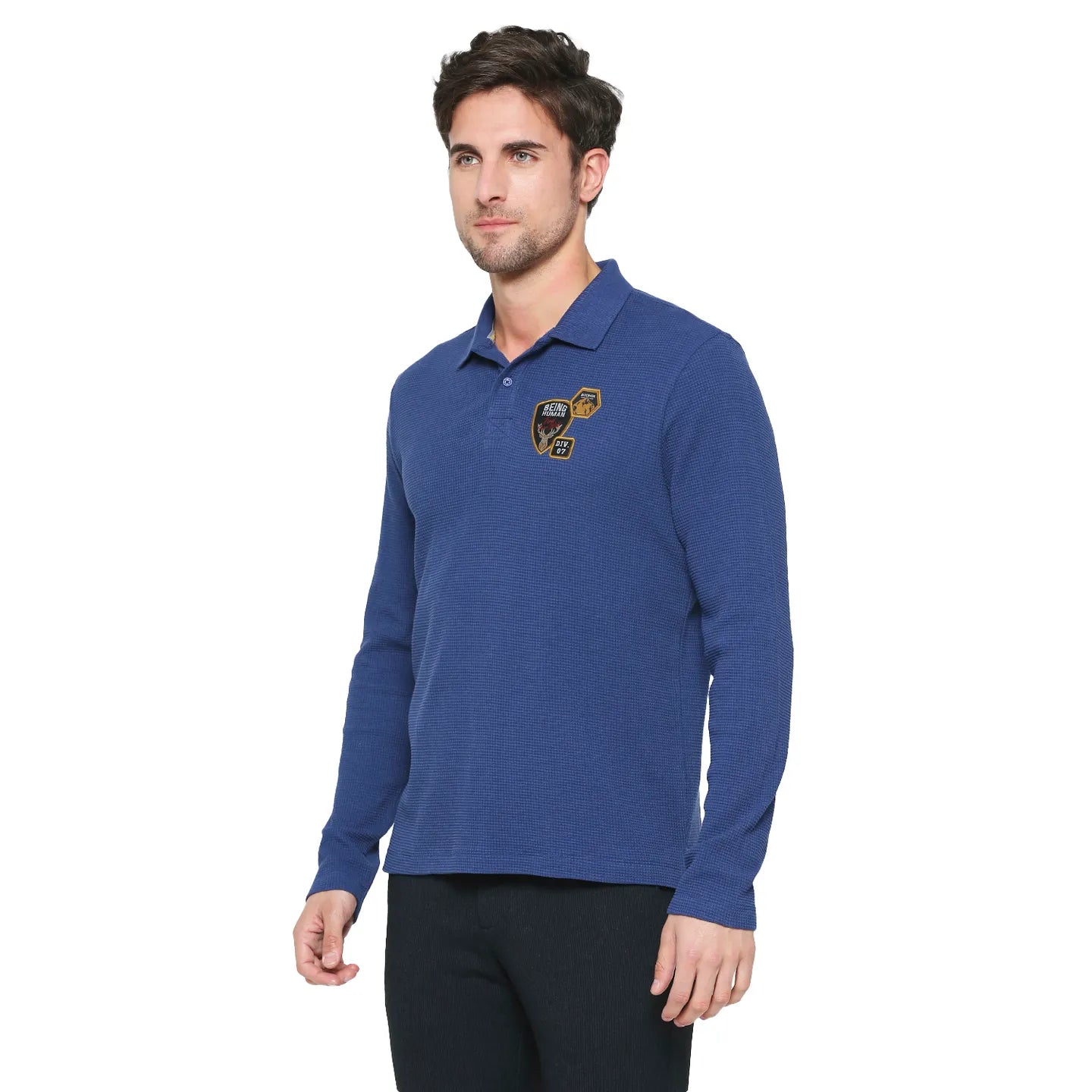 Being Human Clothing Men Regular Fit Polo Neck T-Shirts-Navy