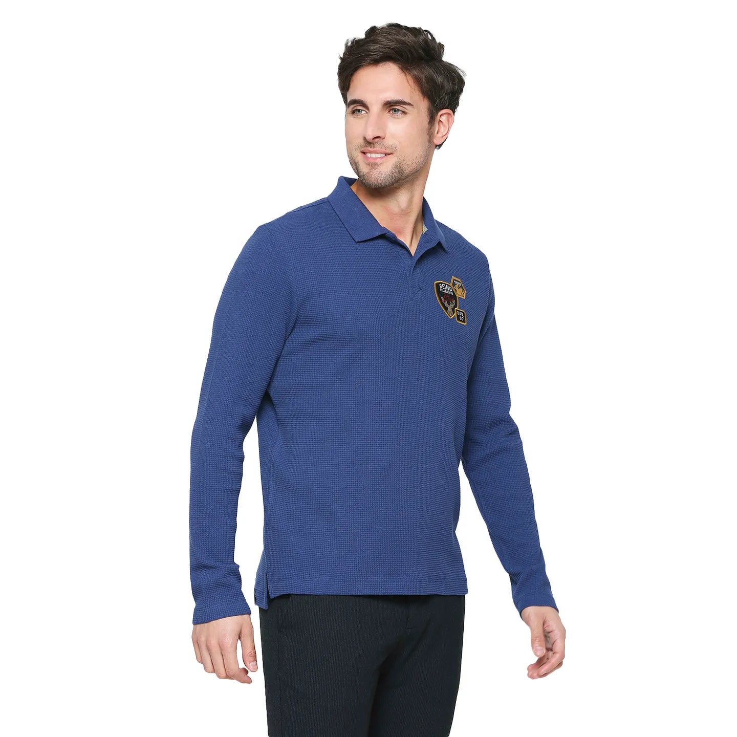 Being Human Clothing Men Regular Fit Polo Neck T-Shirts-Navy