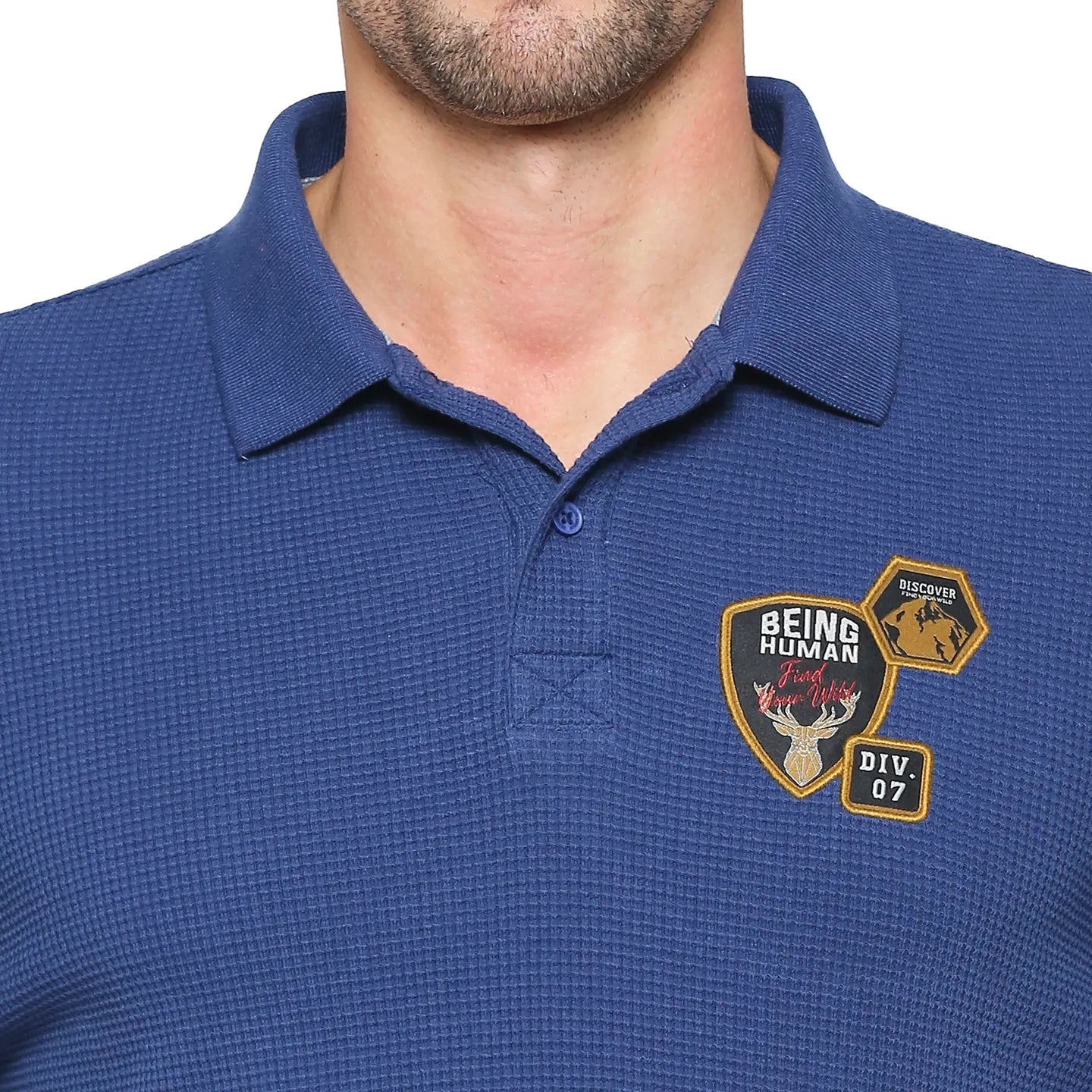 Being Human Clothing Men Regular Fit Polo Neck T-Shirts-Navy