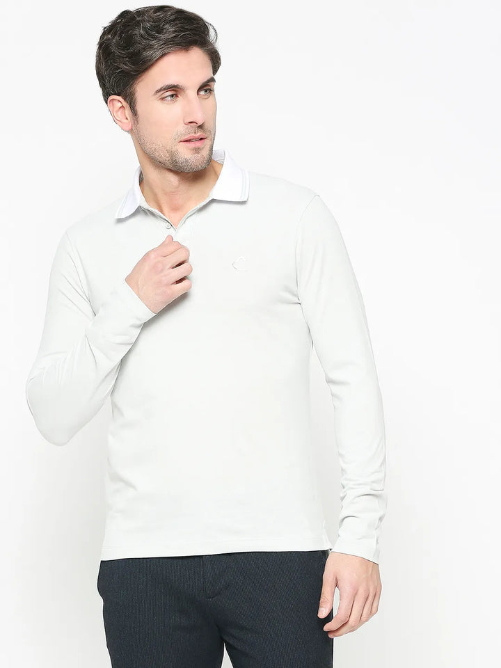Grey Regular Fit Men's Long Sleeves Polo T-Shirt