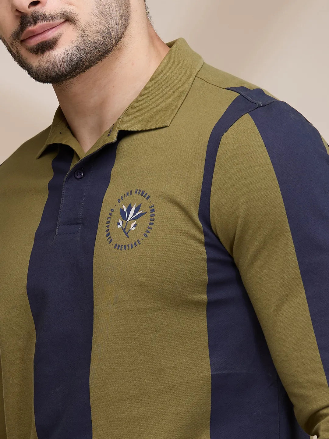 Being Human Clothing Mens-Top Polo Neck Olive