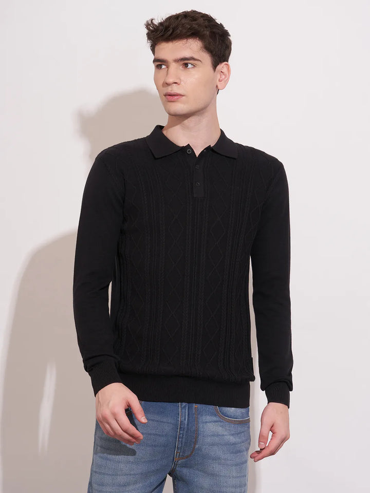 Black Regular Fit Men's Polo T-Shirt by Being Human Clothing