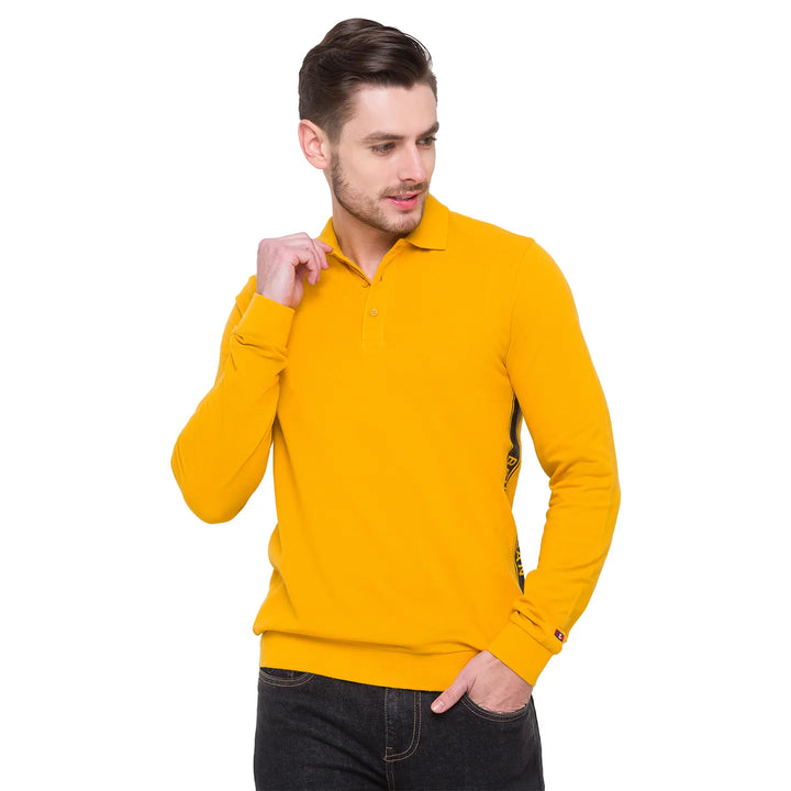 Mustard Yellow Regular Fit Men's Long Sleeves Polo T-Shirt