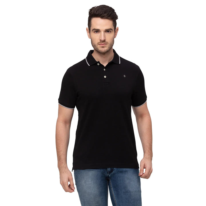 Black Regular Fit Men's Polo T-Shirt