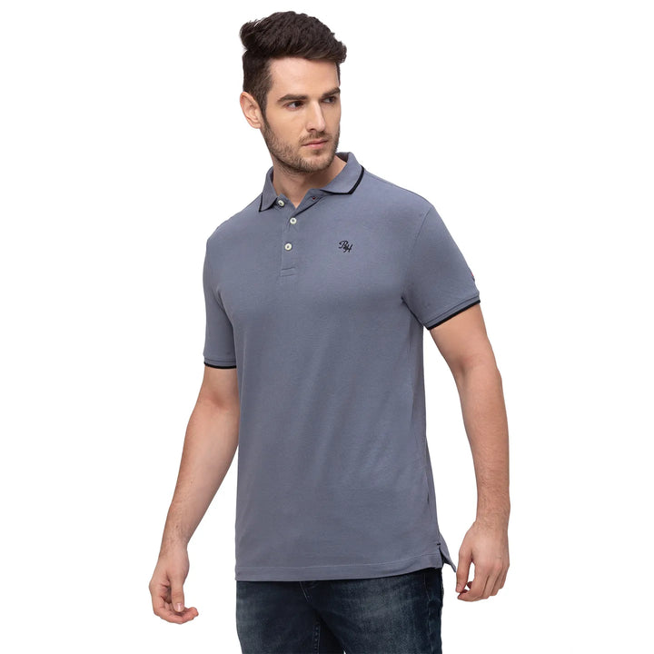 Grey Regular Fit Men's Polo T-Shirt