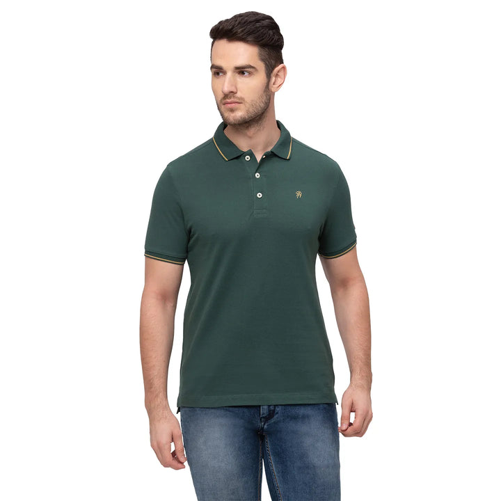 Green Regular Fit Men's Polo T-Shirt by Being Human Clothing