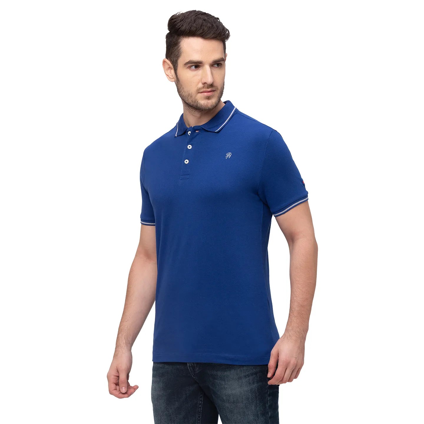 Blue Regular Fit Men's Polo T-Shirt by Being Human Clothing