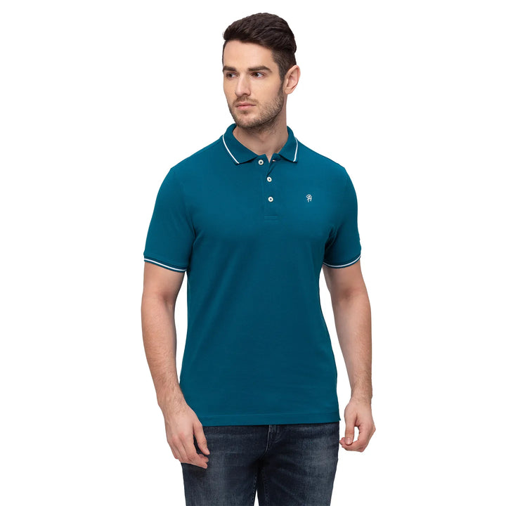 Teal Regular Fit Men's Polo T-Shirt