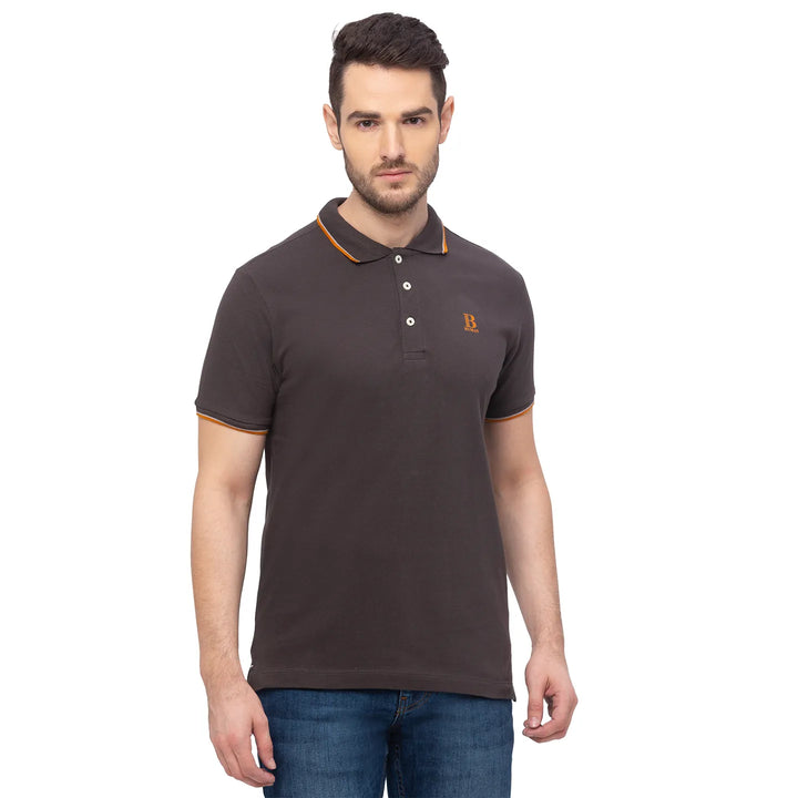 Dark Grey Regular Fit Men's Polo T-Shirt