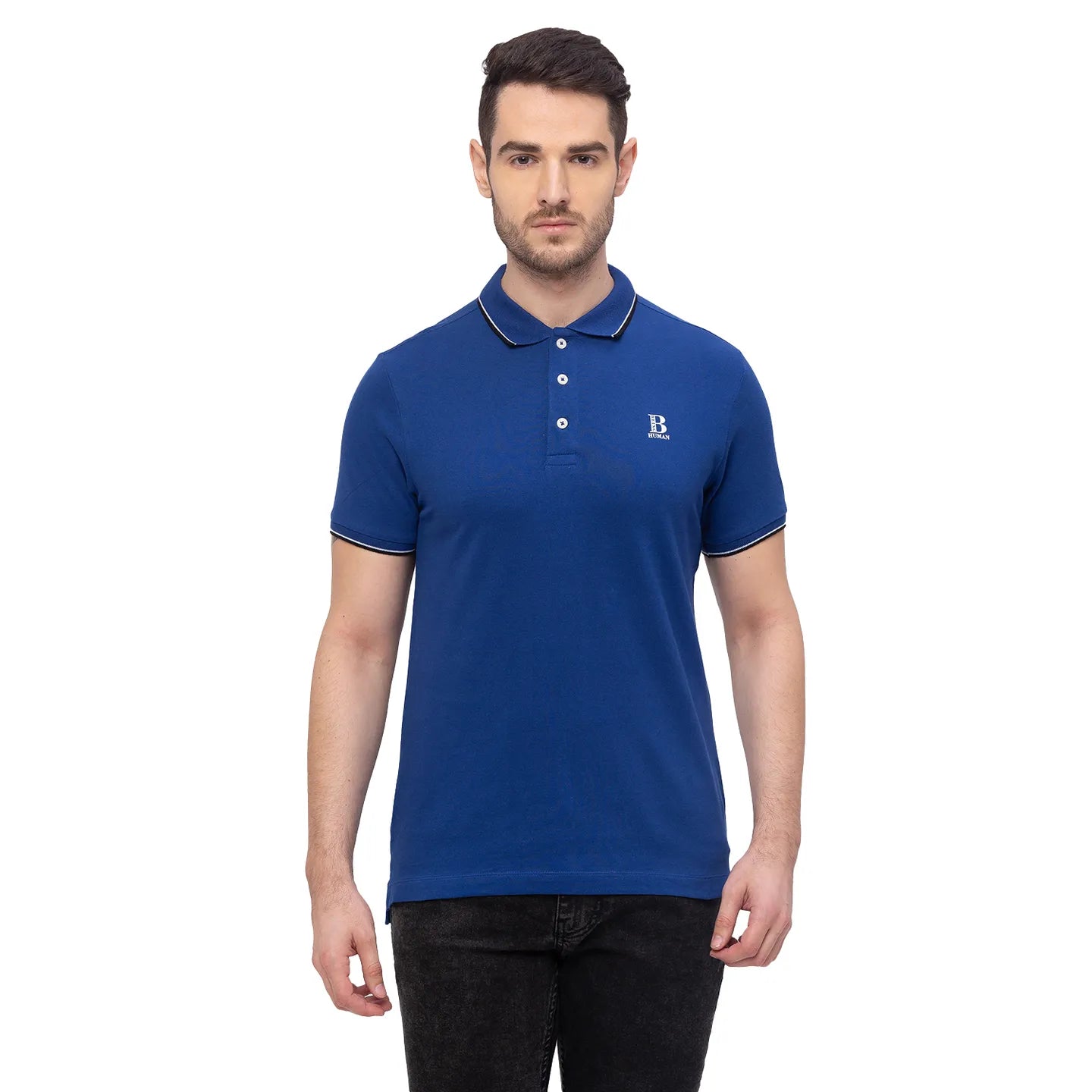 Being Human Clothing Men Regular Fit Polo Neck T-Shirts-Ink Blue