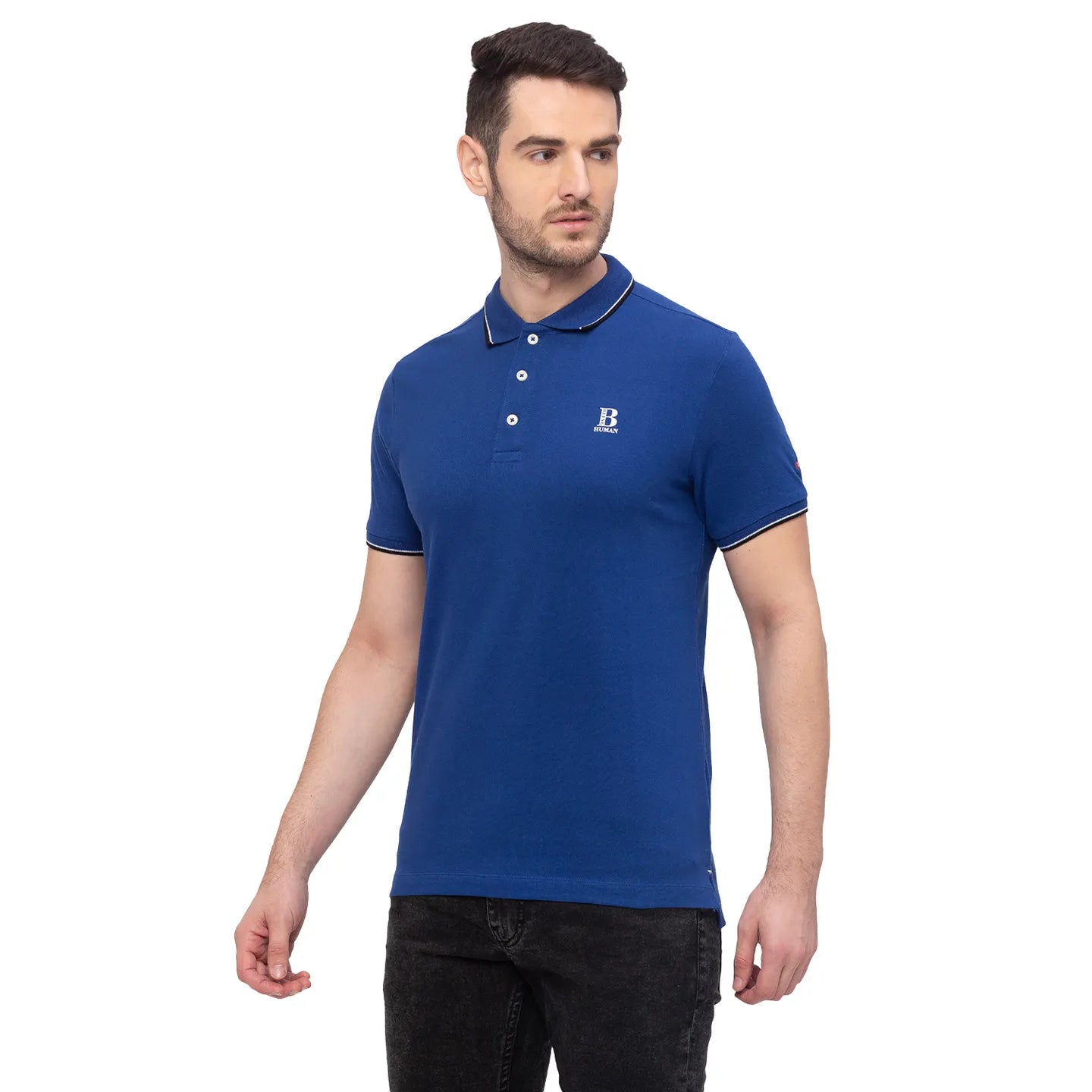 Being Human Clothing Men Regular Fit Polo Neck T-Shirts-Ink Blue