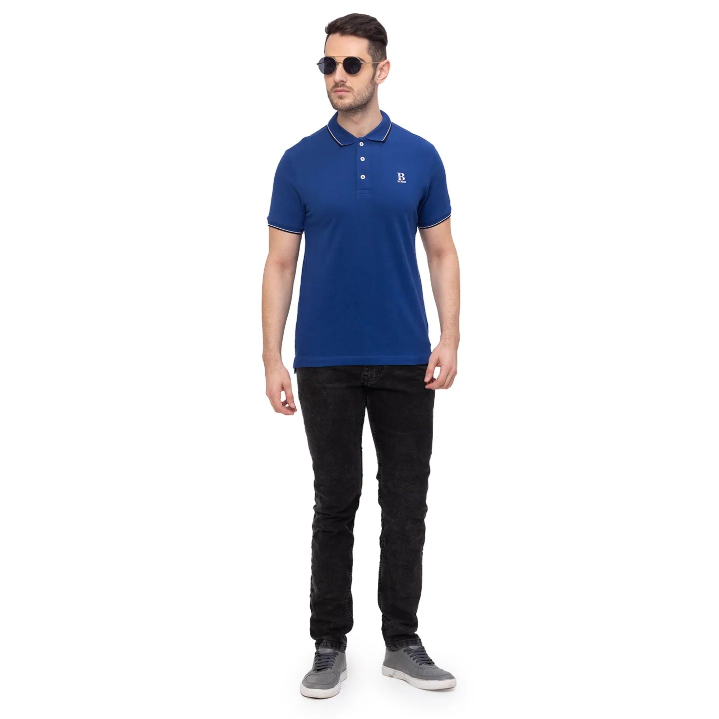 Being Human Clothing Men Regular Fit Polo Neck T-Shirts-Ink Blue