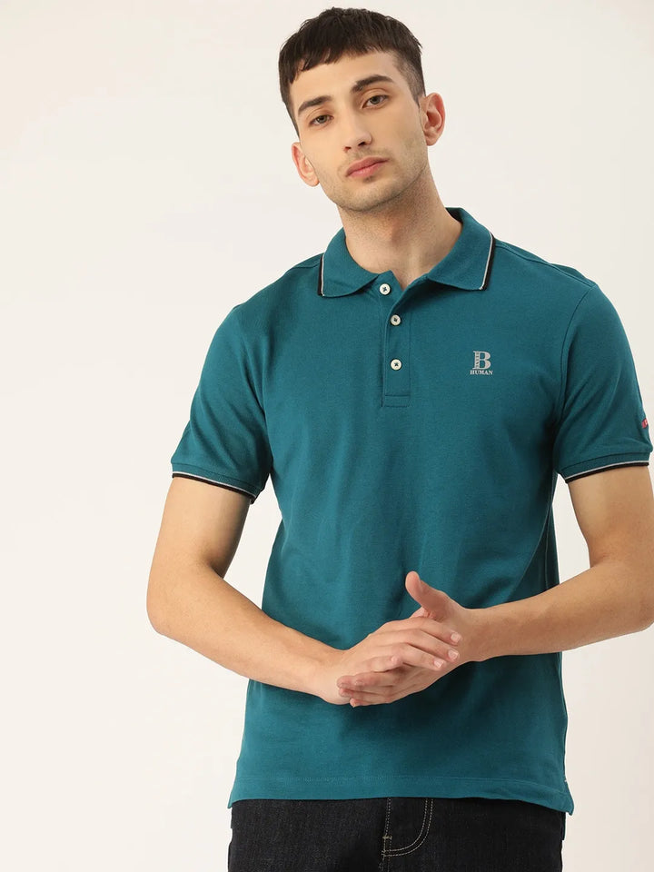 Teal Regular Fit Men's Polo T-Shirt