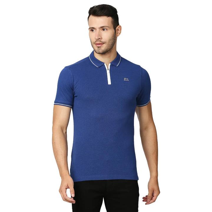 Blue Regular Fit Men's Polo T-Shirt