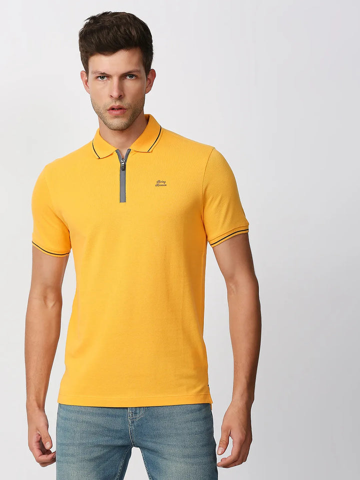 Yellow Regular Fit Men's Polo T-Shirt