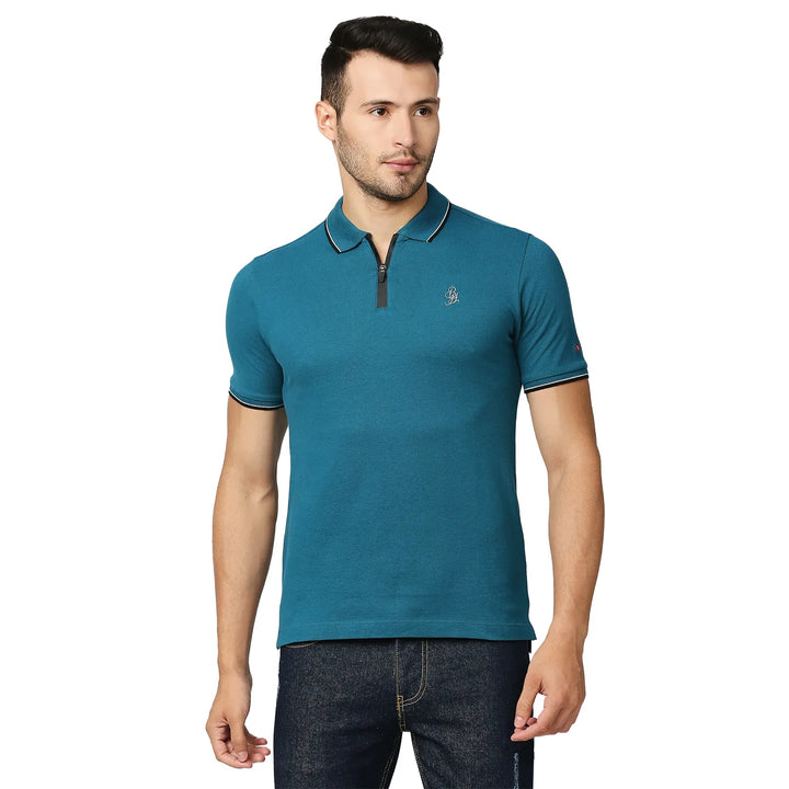 Teal Regular Fit Men's Polo T-Shirt