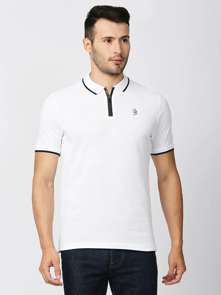 White Regular Fit Men's Polo T-Shirt