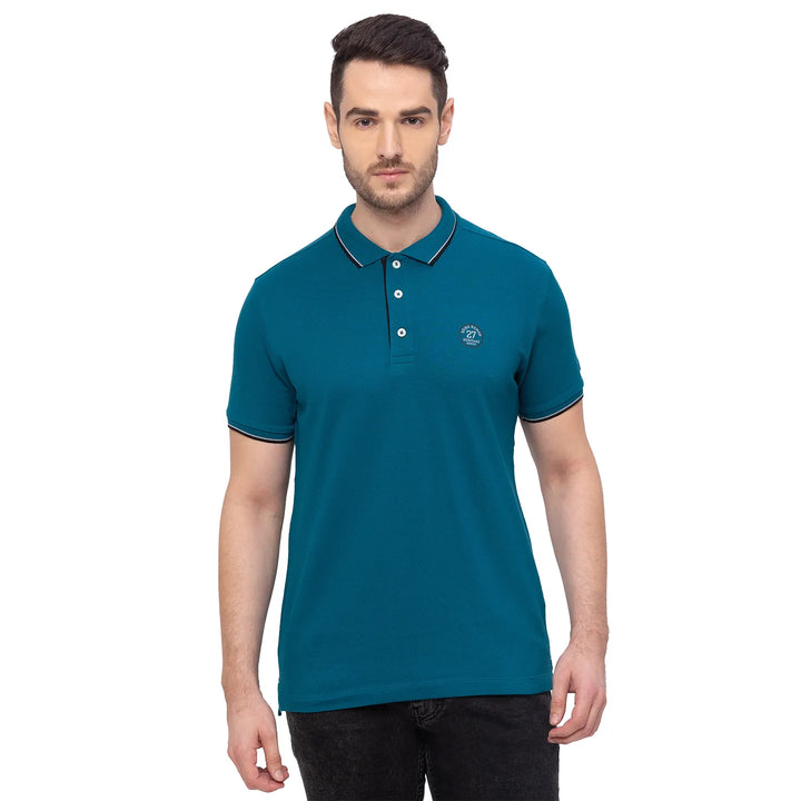 Blue Regular Fit Men's Polo T-Shirt