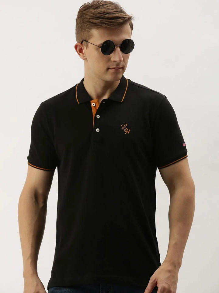Black Regular Fit Men's Polo T-Shirt
