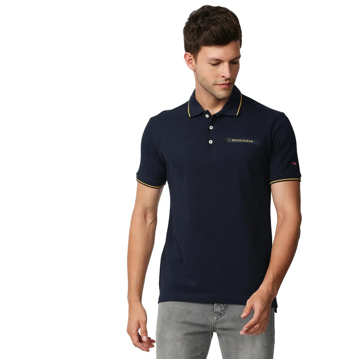 Blue Regular Fit Men's Polo T-Shirt