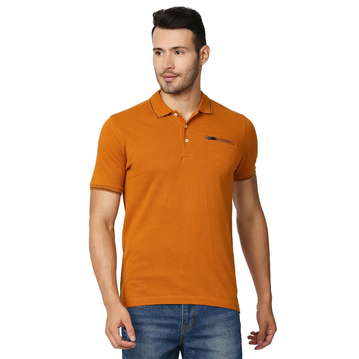 Brown Regular Fit Men's Polo T-Shirt