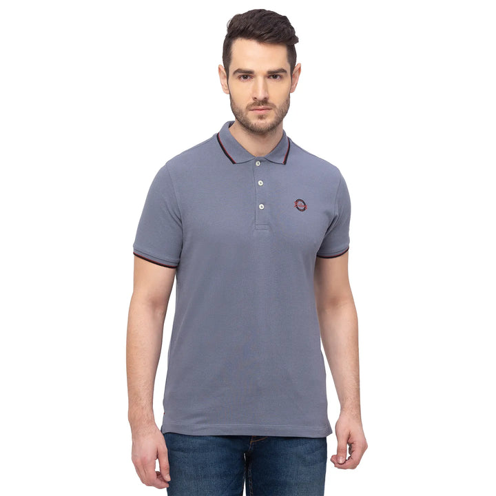 Grey Regular Fit Men's Polo T-Shirt