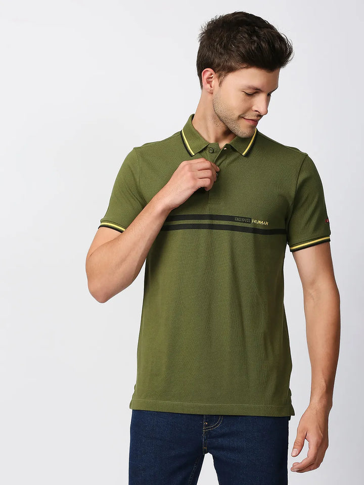 Green Regular Fit Men's Polo T-Shirt