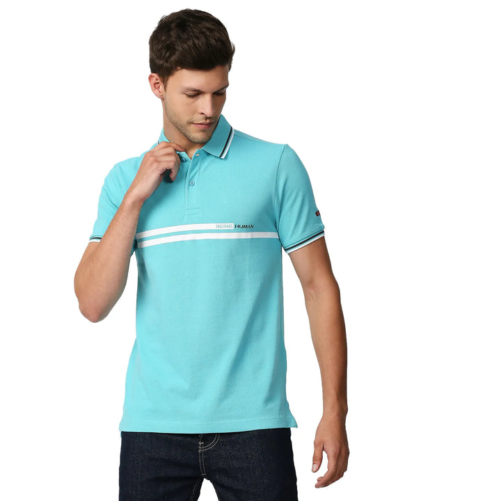 Blue Regular Fit Men's Polo T-Shirt