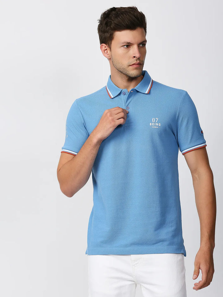 Blue Regular Fit Men's Polo T-Shirt